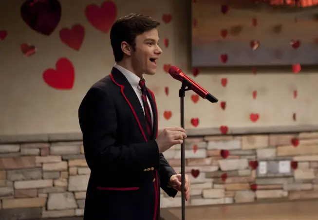 GLEE: Kurt (Chris Colfer) performs on Valentine's Day in the "Silly Love Songs" episode of GLEE airing Tuesday,  Feb. 8 (8:00-9:00 PM ET/PT) on FOX. Â©2011 Fox Broadcasting Co. CR: Adam Rose/FOX