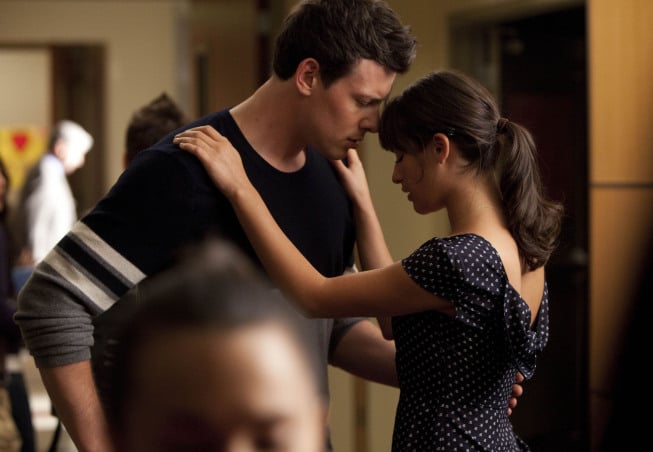 GLEE: Finn (Cory Monteith,  L) and Rachel (Lea Michele,  R) share a moment in "Audition, " the season premiere episode of GLEE airing Tuesday,  Sept. 21 (8:00-9:00 PM ET/PT) on FOX. ©2010 Fox Broadcasting Co. Cr: Adam Rose/FOX