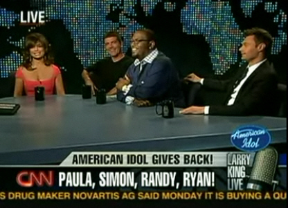 Randy Jackson,   Paula Abdul,   Simon Cowell,   Ryan Seacrest on Larry King Live