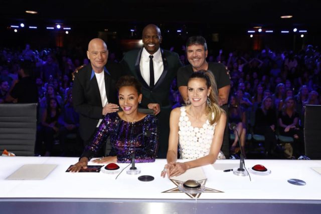 AMERICA'S GOT TALENT: THE CHAMPIONS -- "The Champions Four" Episode 104 -- Pictured: (l-r) Howie Mandel, Mel B, Terry Crews, Heidi Klum, Simon Cowell -- (Photo by: Trae Patton/NBC)