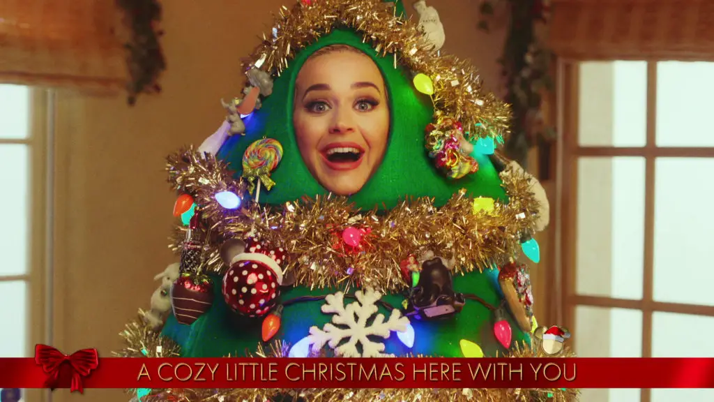 Katy Perry Dons Christmas Tree Costume for Disney Singalong (Video)